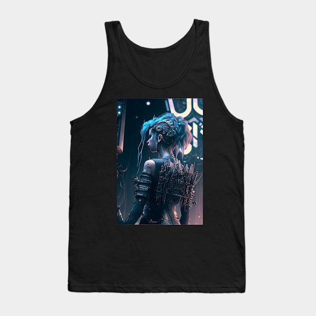 Futuristic Cyber Woman Tank Top by Cyber Punks AI